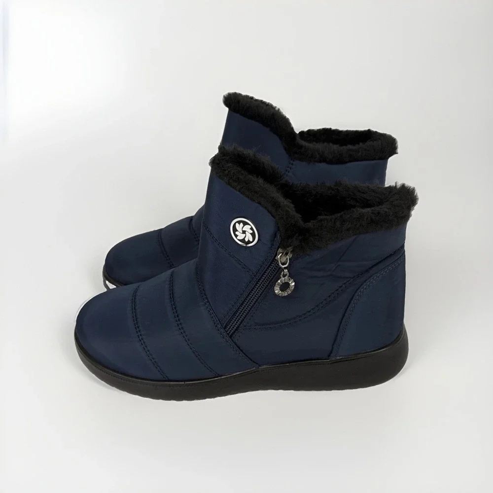 Women's Waterproof Winter Snow Boots Size 7 EU 37.5 Fur Lined Ankle Booties S1